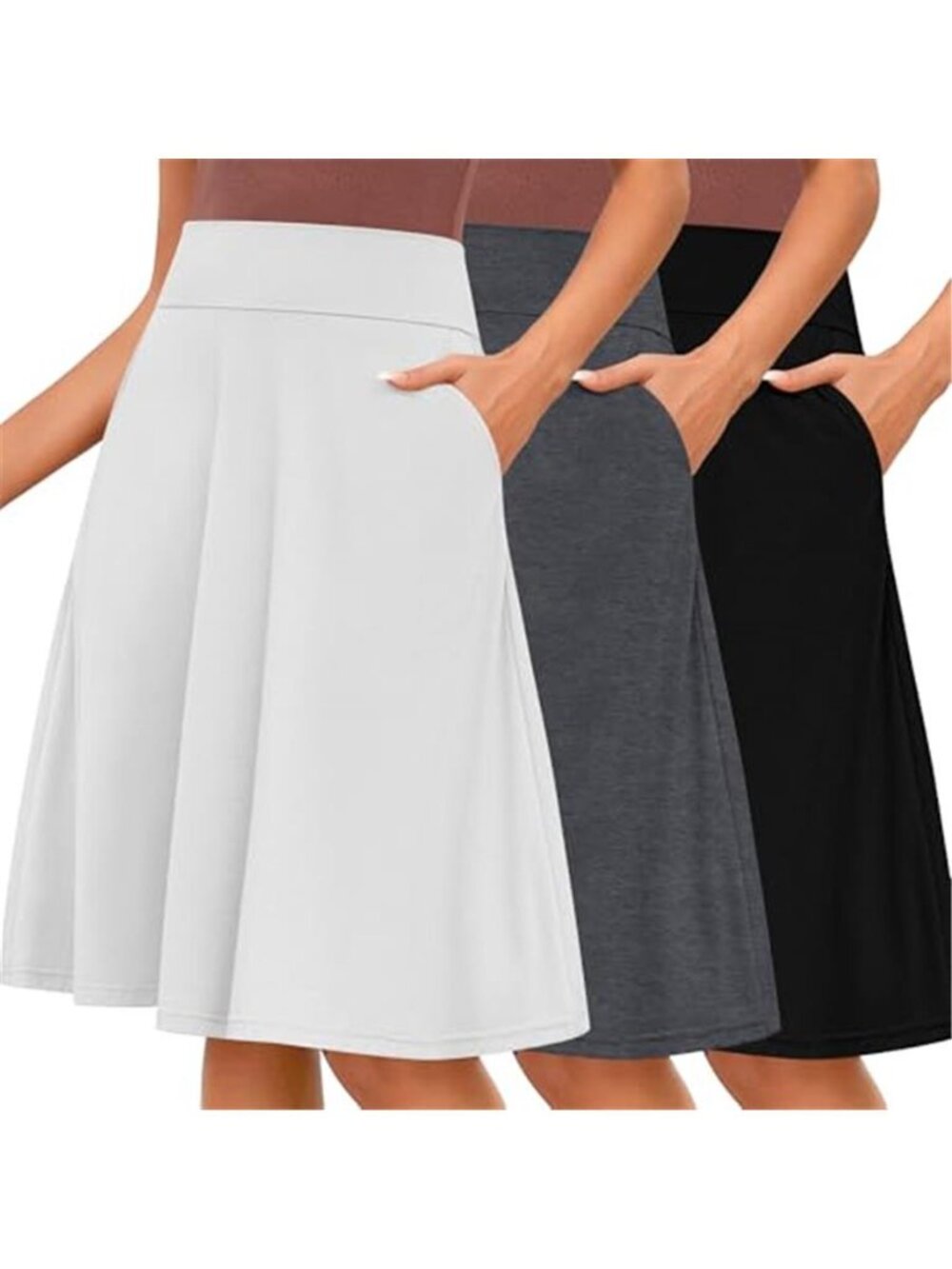 3 Pack Women's Midi Length Skirts